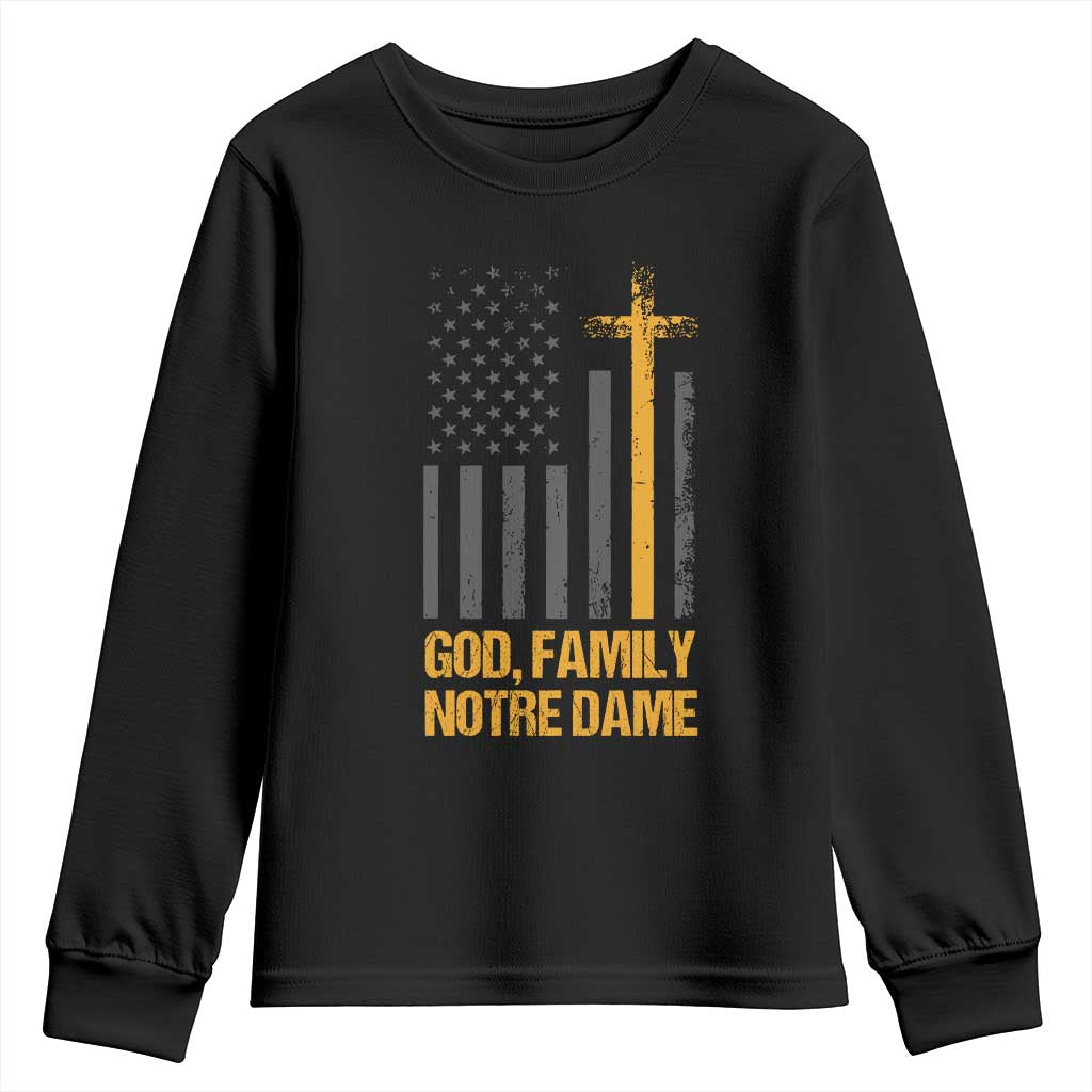 God First Family Second Then Notre Dame Youth Sweatshirt US Flag