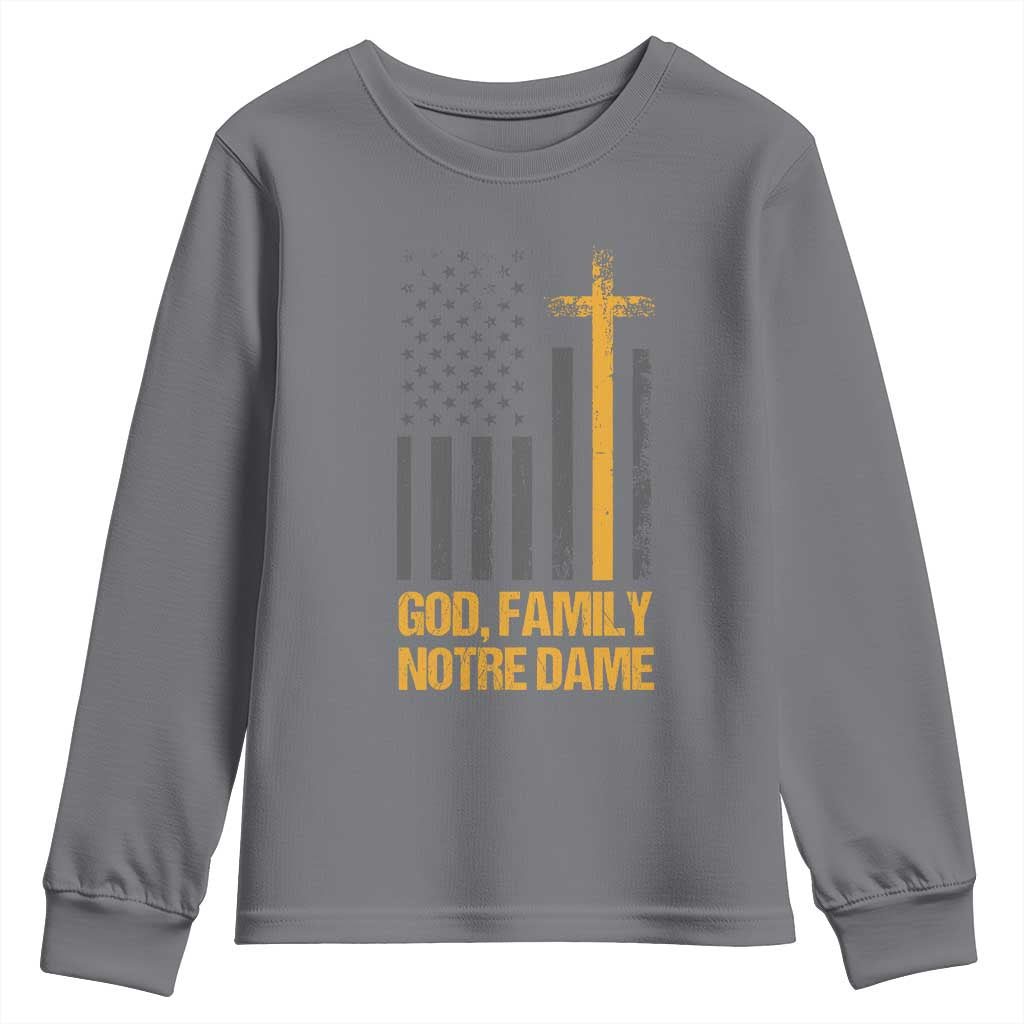 God First Family Second Then Notre Dame Youth Sweatshirt US Flag