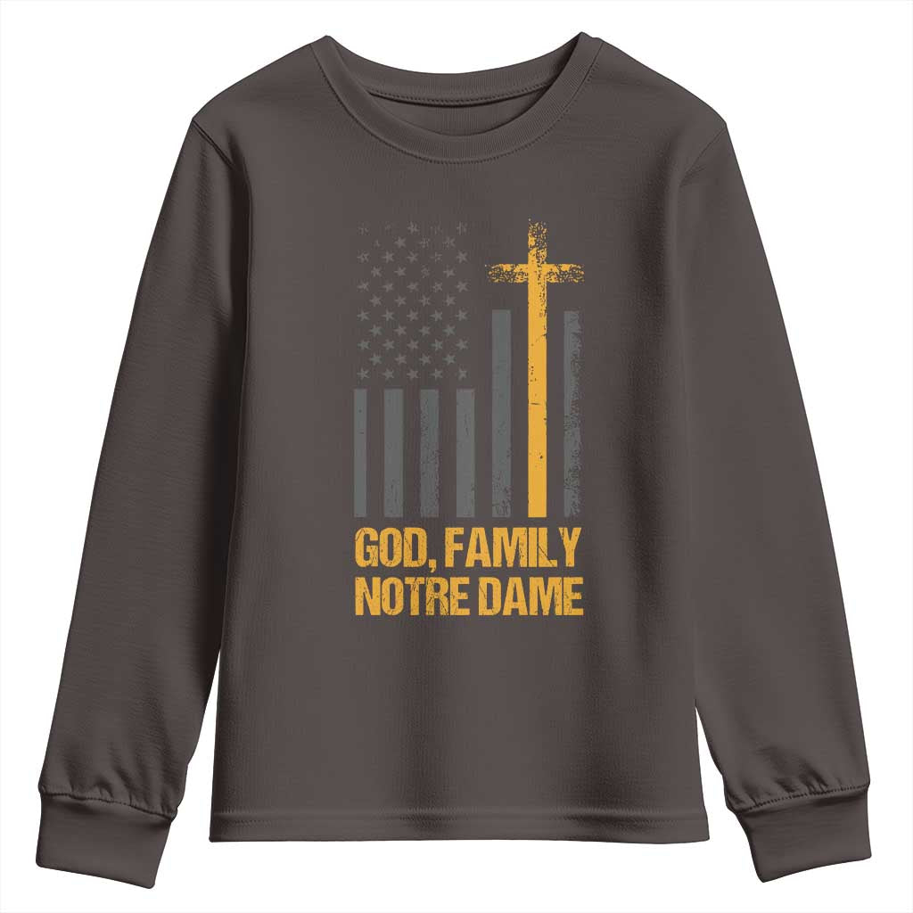 God First Family Second Then Notre Dame Youth Sweatshirt US Flag