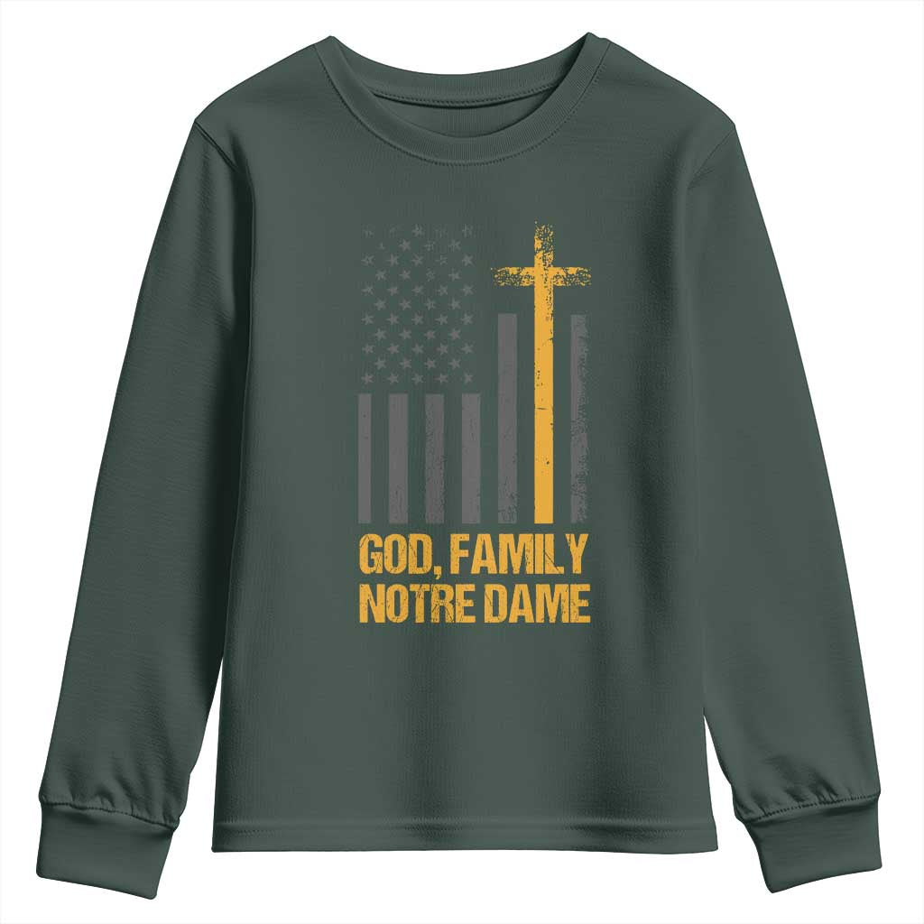 God First Family Second Then Notre Dame Youth Sweatshirt US Flag
