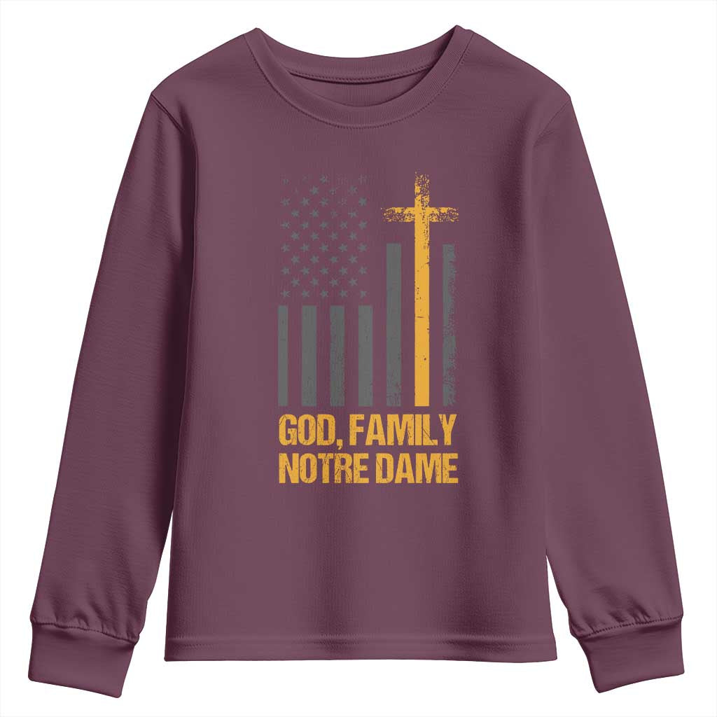 God First Family Second Then Notre Dame Youth Sweatshirt US Flag