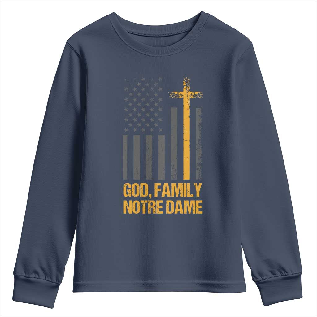 God First Family Second Then Notre Dame Youth Sweatshirt US Flag