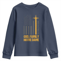 God First Family Second Then Notre Dame Youth Sweatshirt US Flag