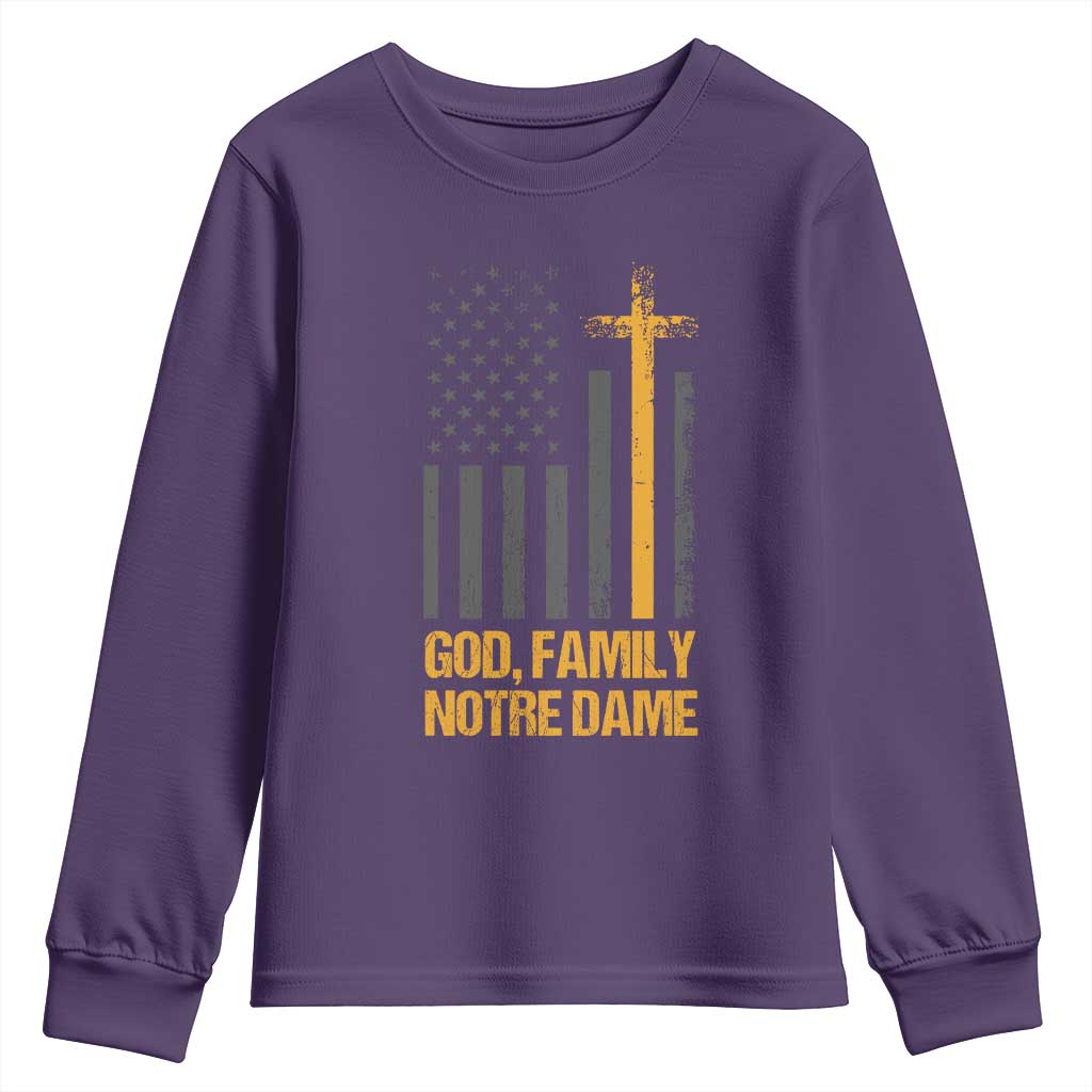 God First Family Second Then Notre Dame Youth Sweatshirt US Flag