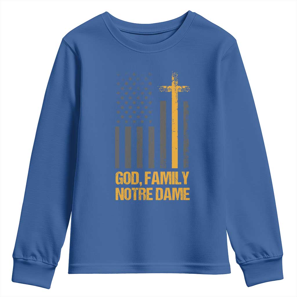 God First Family Second Then Notre Dame Youth Sweatshirt US Flag