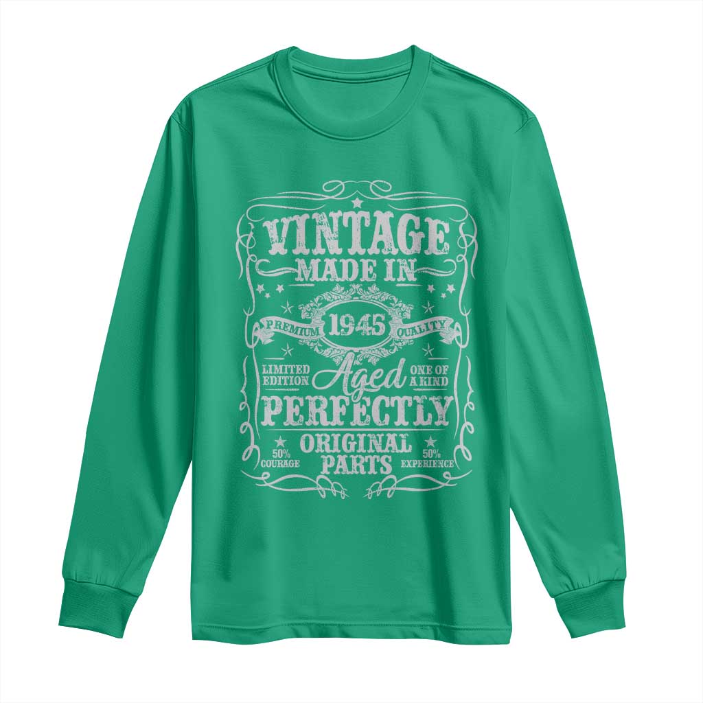 80th Birthday Gift Long Sleeve Shirt Vintage Born 1945 Turning 80 Year Old - Wonder Print Shop