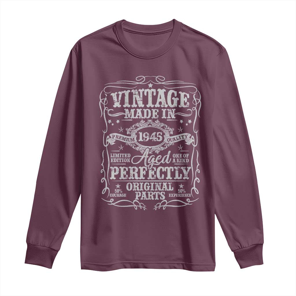 80th Birthday Gift Long Sleeve Shirt Vintage Born 1945 Turning 80 Year Old - Wonder Print Shop