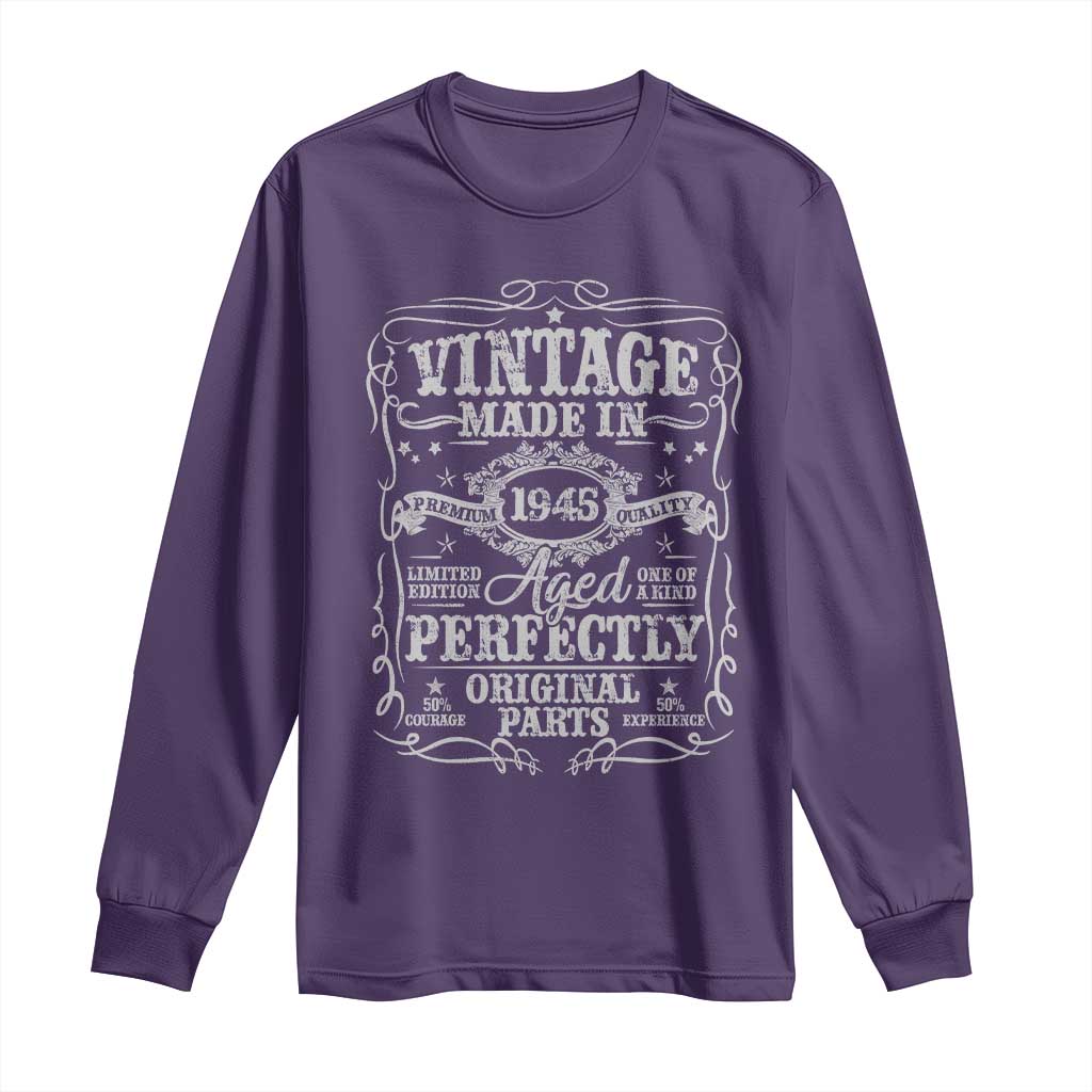 80th Birthday Gift Long Sleeve Shirt Vintage Born 1945 Turning 80 Year Old - Wonder Print Shop