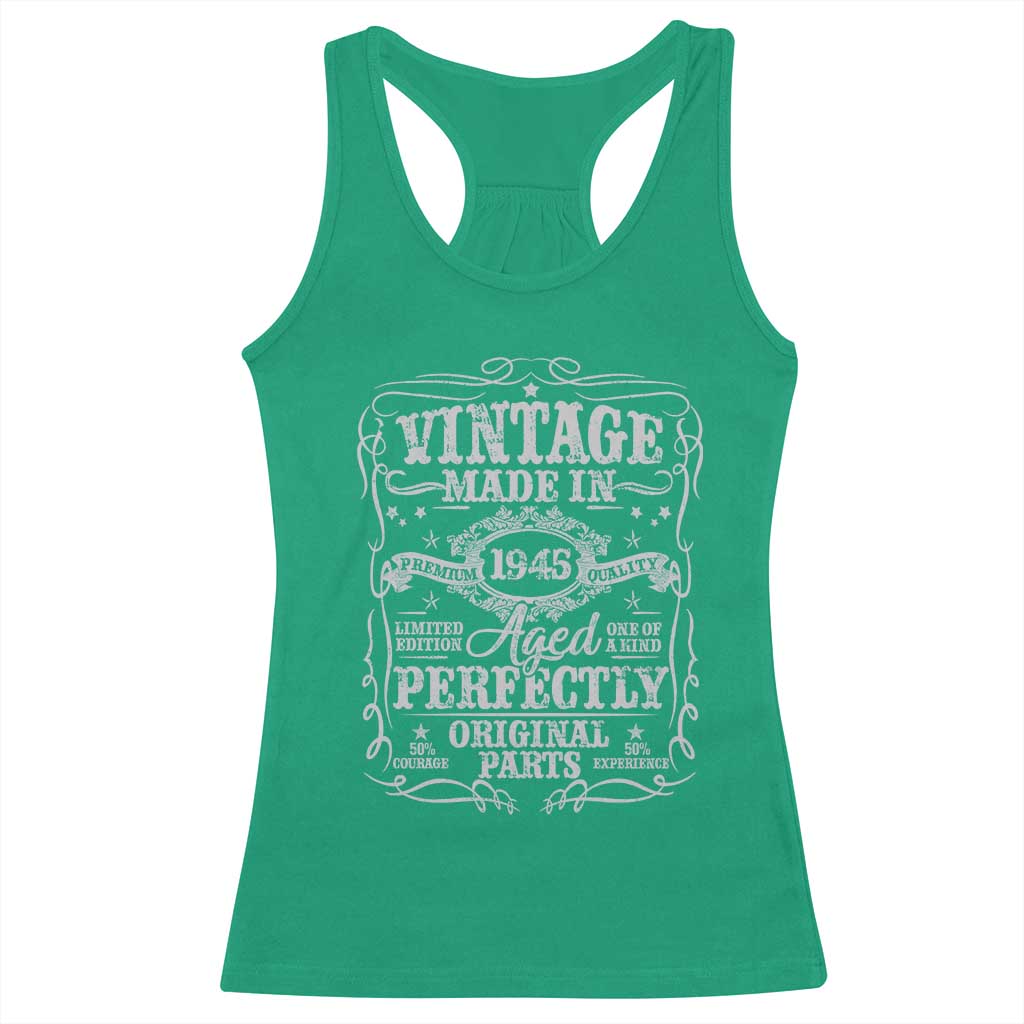 80th Birthday Gift Racerback Tank Top Vintage Born 1945 Turning 80 Year Old - Wonder Print Shop