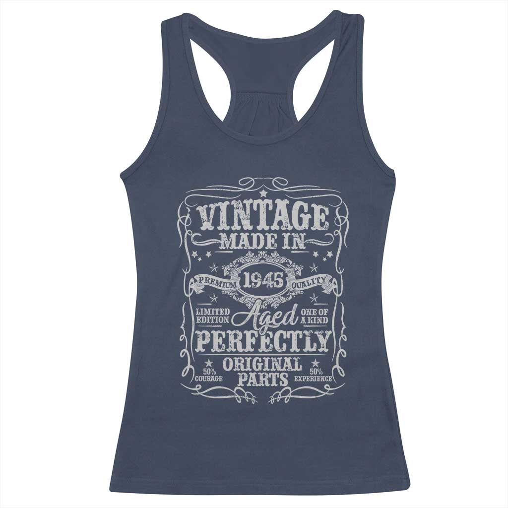 80th Birthday Gift Racerback Tank Top Vintage Born 1945 Turning 80 Year Old - Wonder Print Shop