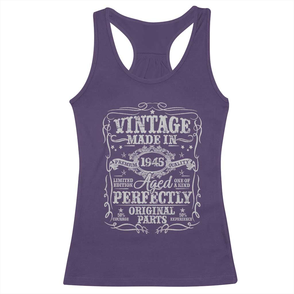 80th Birthday Gift Racerback Tank Top Vintage Born 1945 Turning 80 Year Old - Wonder Print Shop