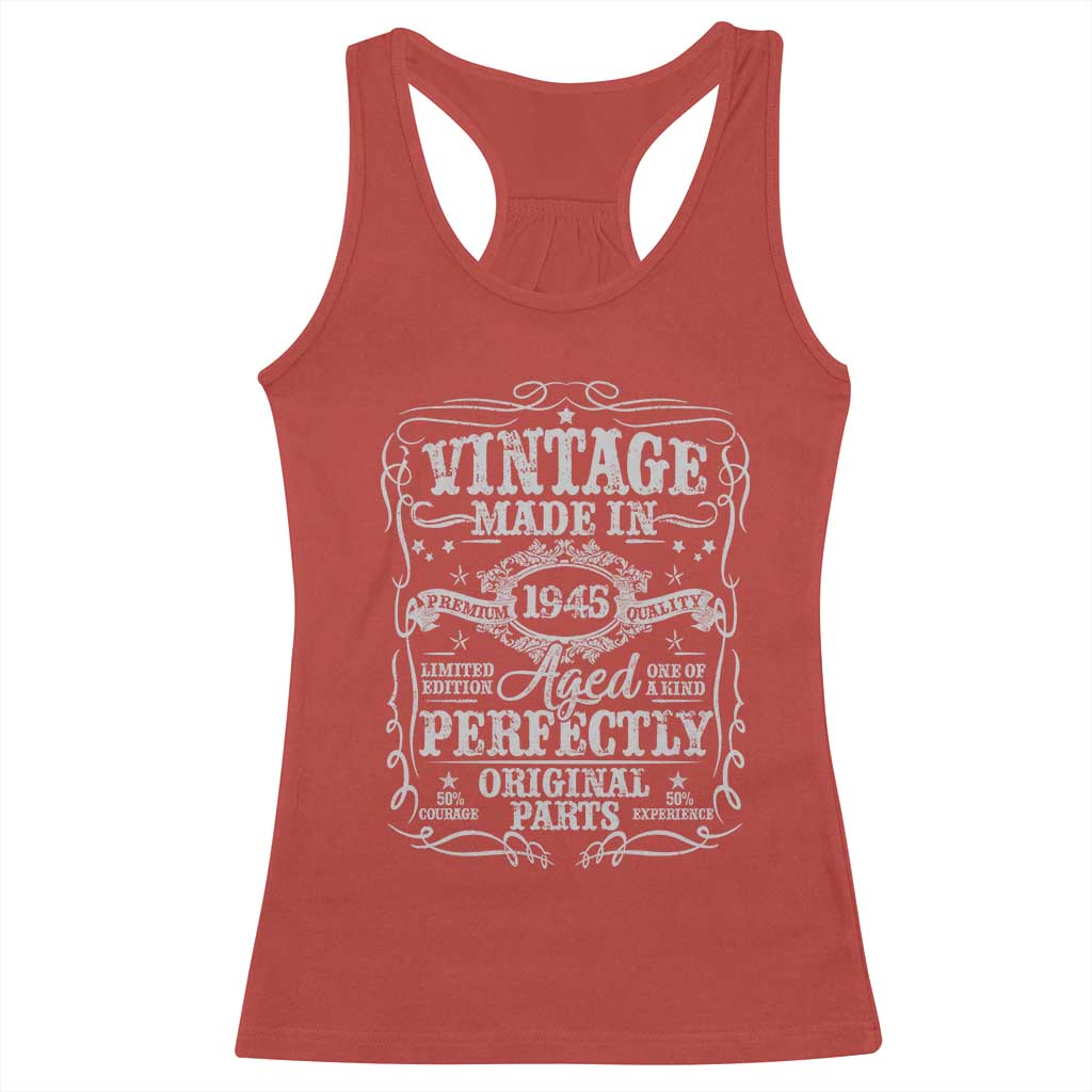 80th Birthday Gift Racerback Tank Top Vintage Born 1945 Turning 80 Year Old - Wonder Print Shop
