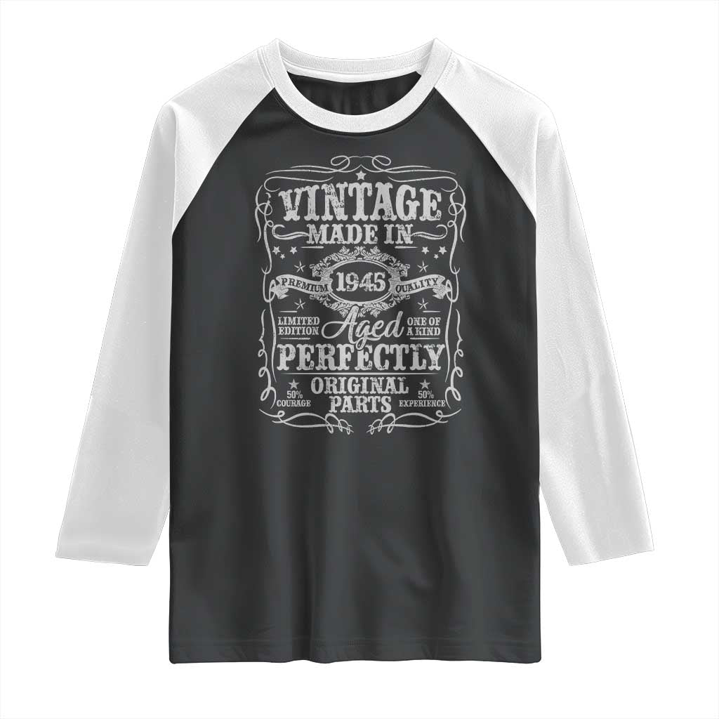 80th Birthday Gift Raglan Shirt Vintage Born 1945 Turning 80 Year Old - Wonder Print Shop