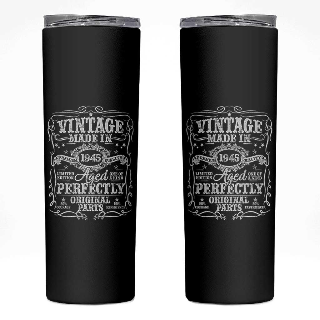 80th Birthday Gift Skinny Tumbler Vintage Born 1945 Turning 80 Year Old - Wonder Print Shop