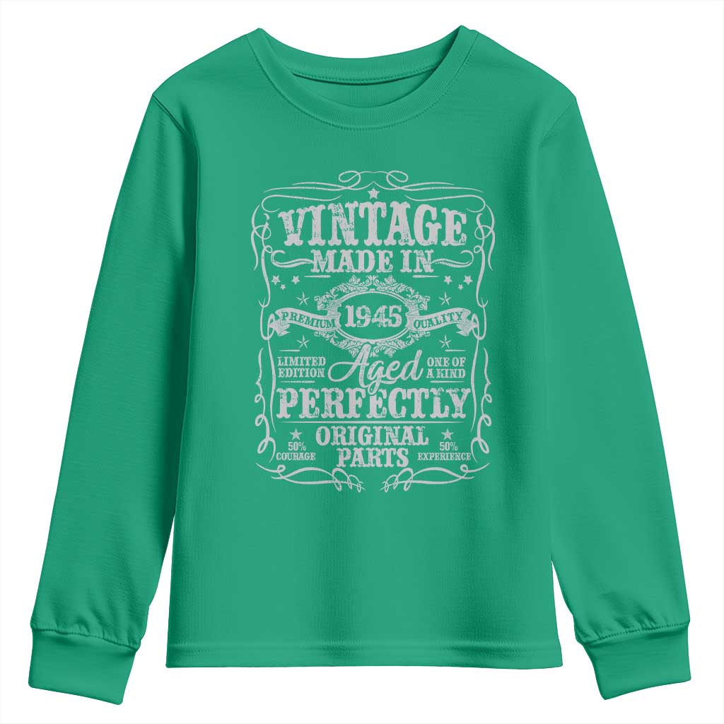 80th Birthday Gift Youth Sweatshirt Vintage Born 1945 Turning 80 Year Old - Wonder Print Shop