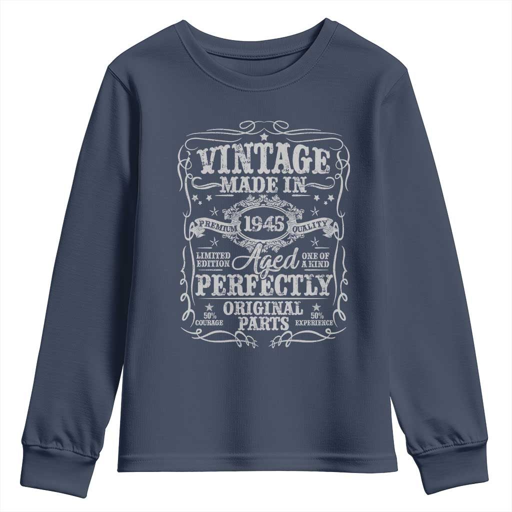 80th Birthday Gift Youth Sweatshirt Vintage Born 1945 Turning 80 Year Old - Wonder Print Shop
