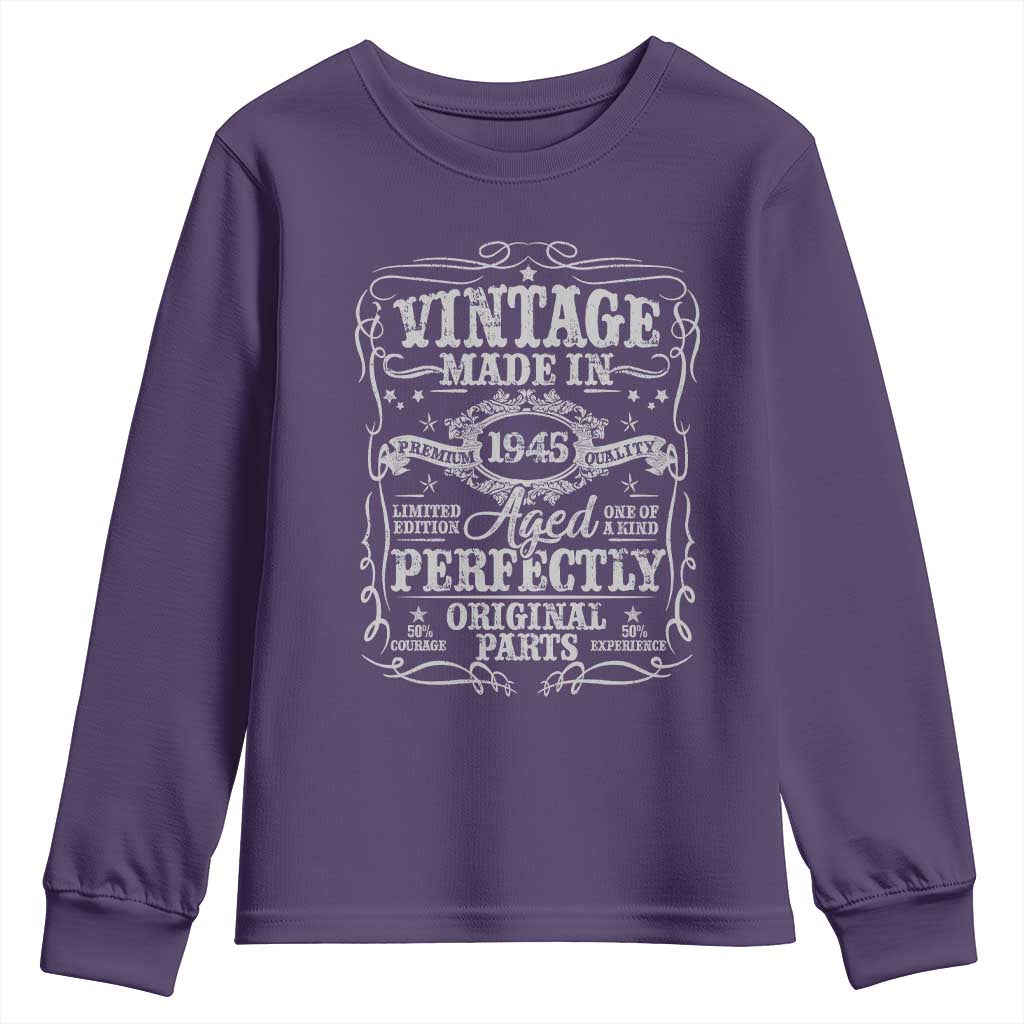 80th Birthday Gift Youth Sweatshirt Vintage Born 1945 Turning 80 Year Old - Wonder Print Shop