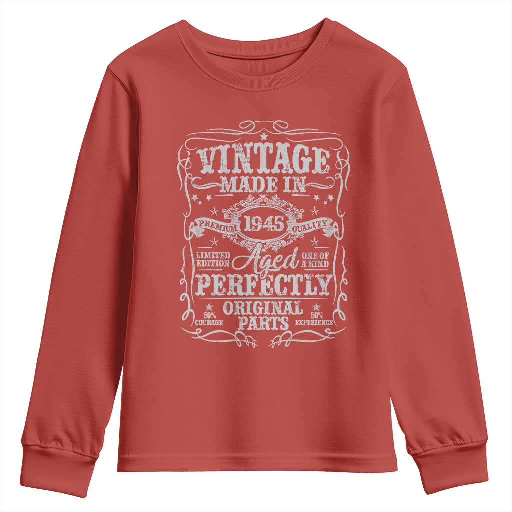 80th Birthday Gift Youth Sweatshirt Vintage Born 1945 Turning 80 Year Old - Wonder Print Shop