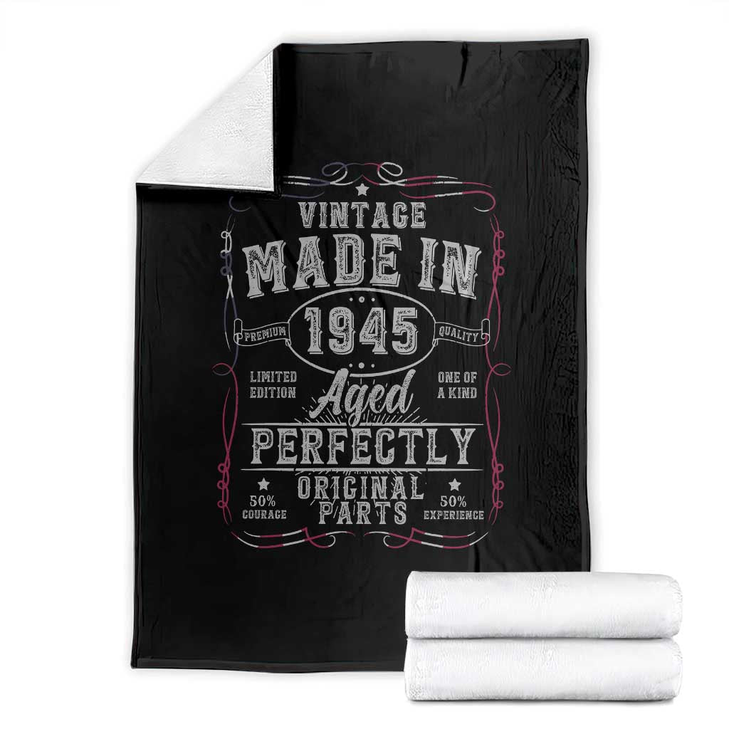 Vintage 1945 Throw Blanket Aged Perfectly 80th Birthday Gift American Flag - Wonder Print Shop