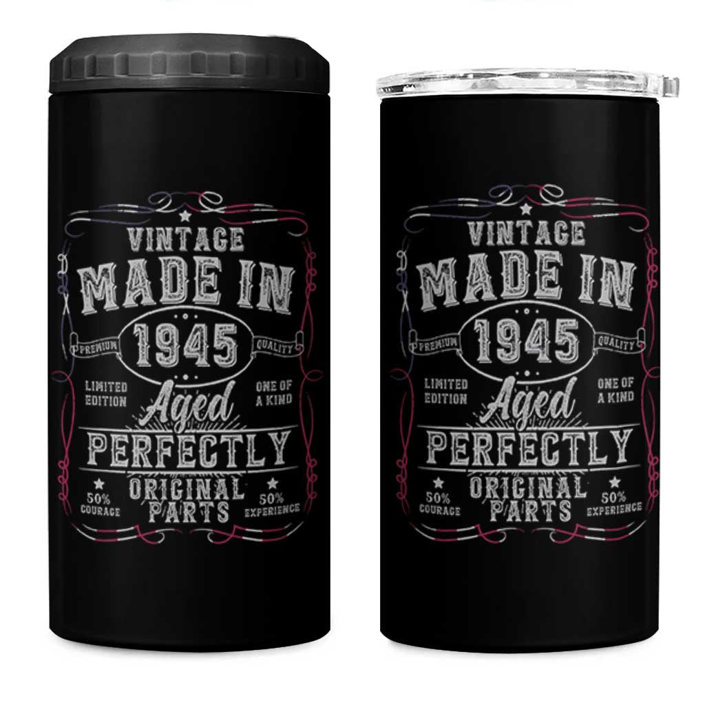 Vintage 1945 4 in 1 Can Cooler Tumbler Aged Perfectly 80th Birthday Gift American Flag - Wonder Print Shop