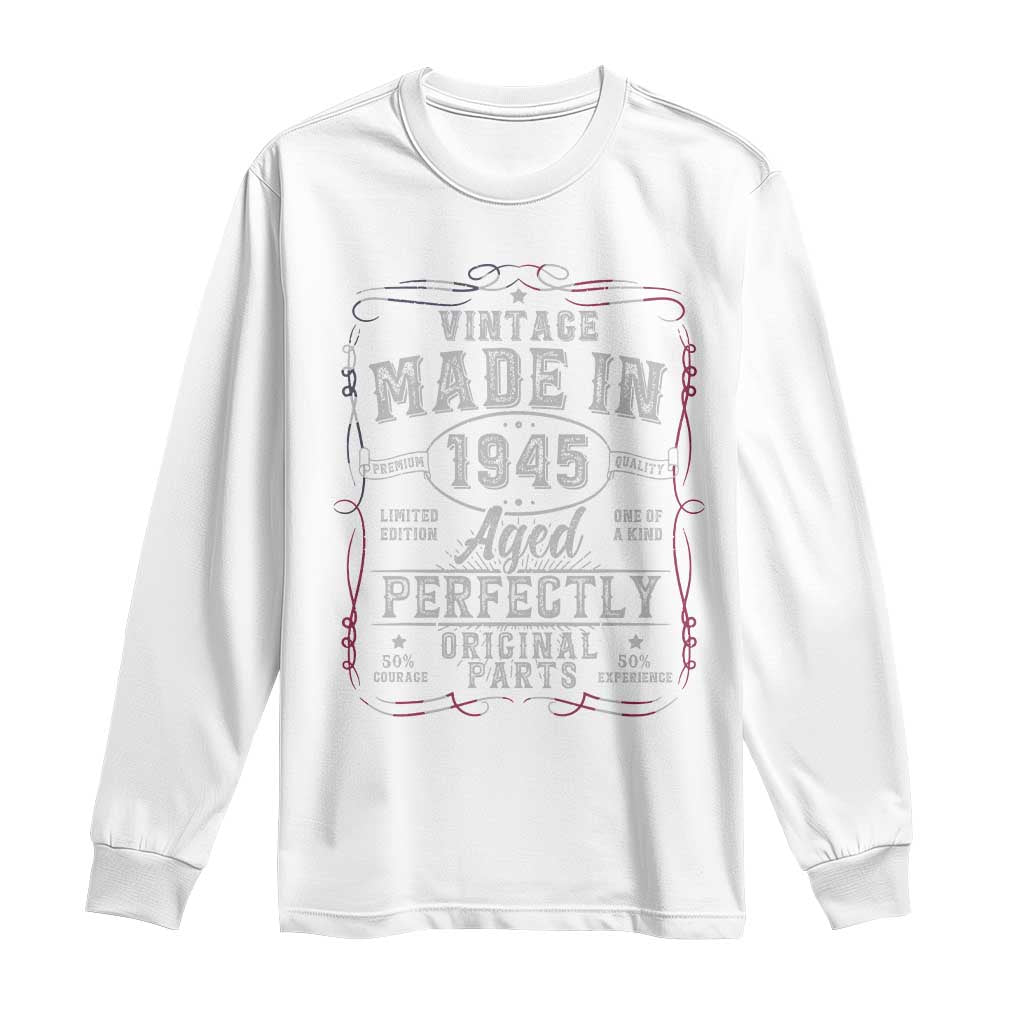 Vintage 1945 Long Sleeve Shirt Aged Perfectly 80th Birthday Gift American Flag - Wonder Print Shop