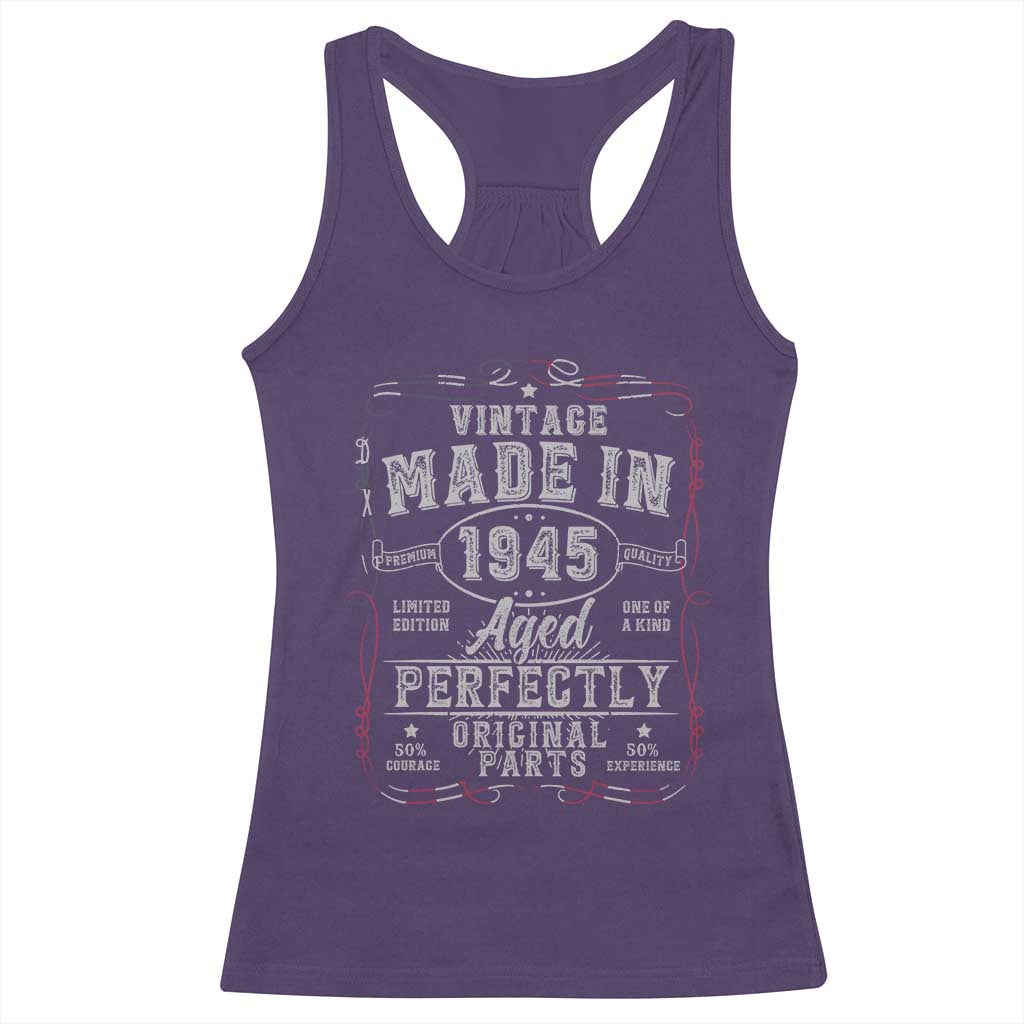 Vintage 1945 Racerback Tank Top Aged Perfectly 80th Birthday Gift American Flag - Wonder Print Shop