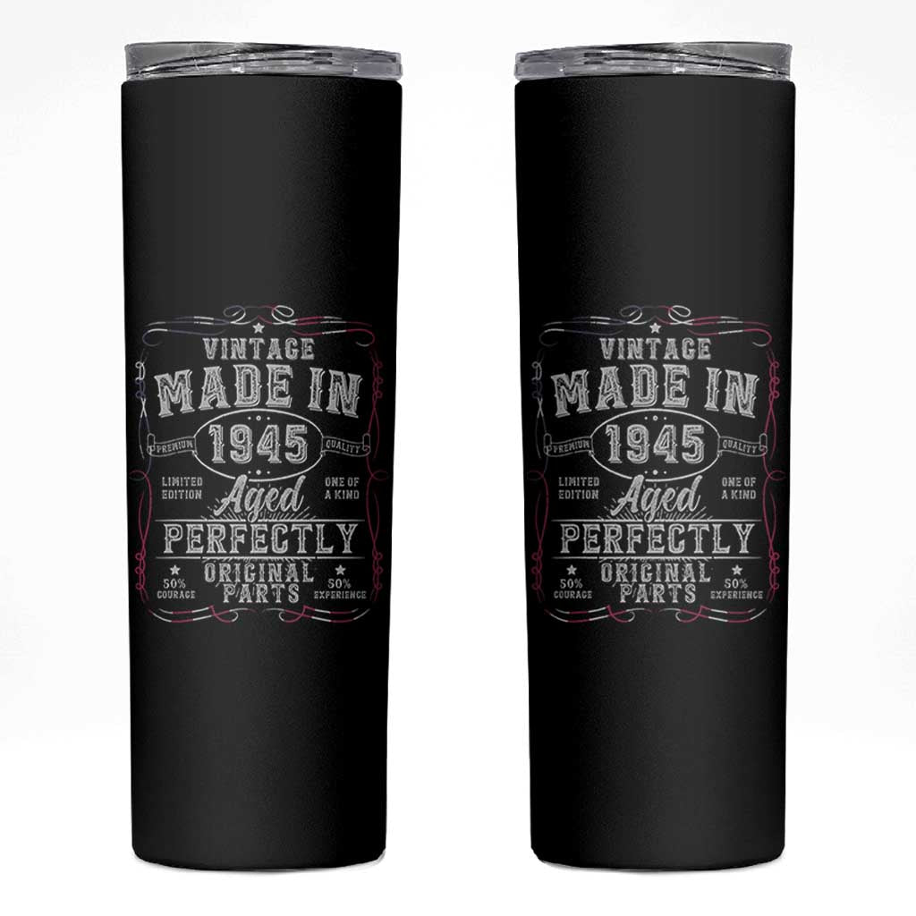 Vintage 1945 Skinny Tumbler Aged Perfectly 80th Birthday Gift American Flag - Wonder Print Shop
