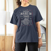 Vintage 1945 T Shirt For Women Aged Perfectly 80th Birthday Gift American Flag - Wonder Print Shop