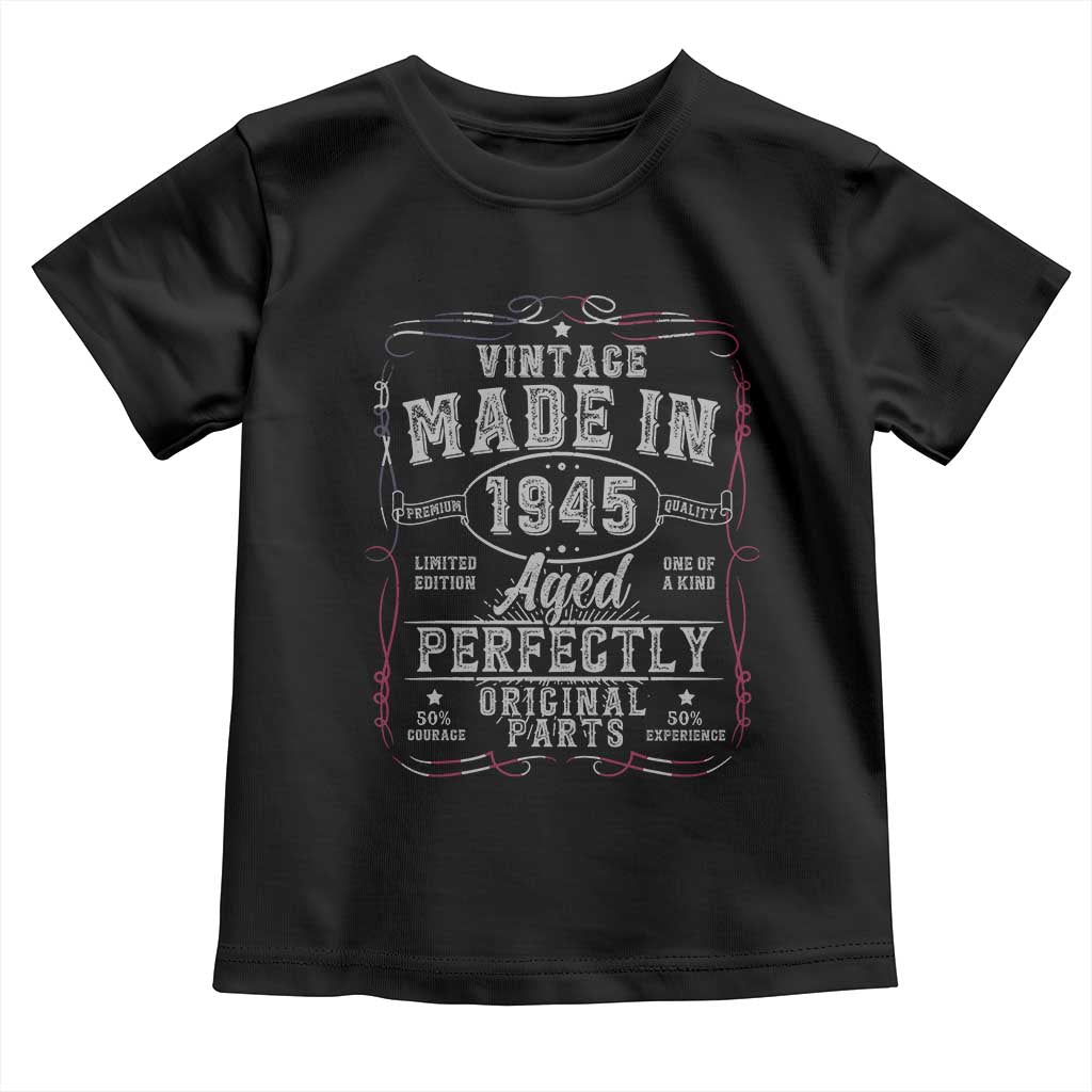 Vintage 1945 Toddler T Shirt Aged Perfectly 80th Birthday Gift American Flag - Wonder Print Shop