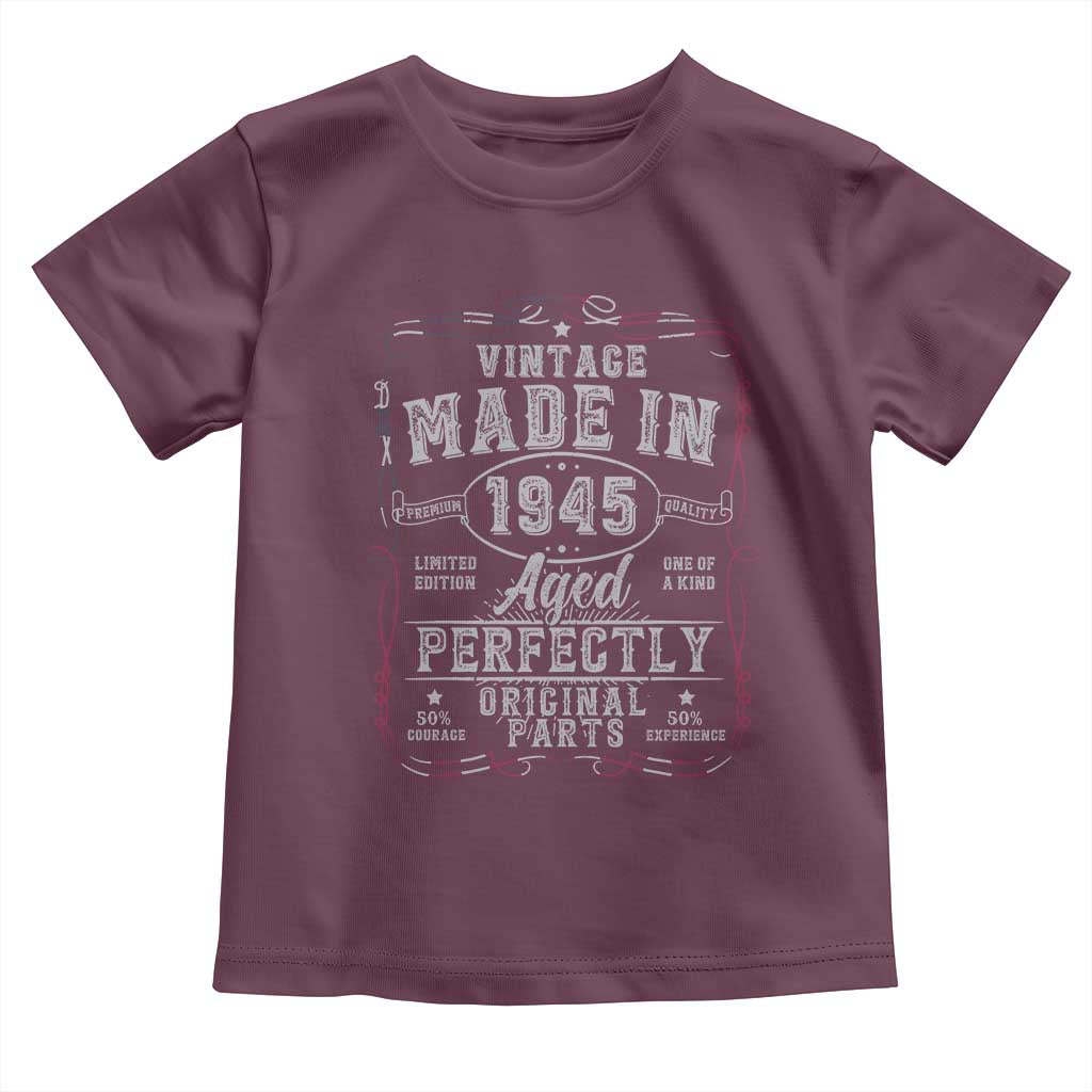 Vintage 1945 Toddler T Shirt Aged Perfectly 80th Birthday Gift American Flag - Wonder Print Shop