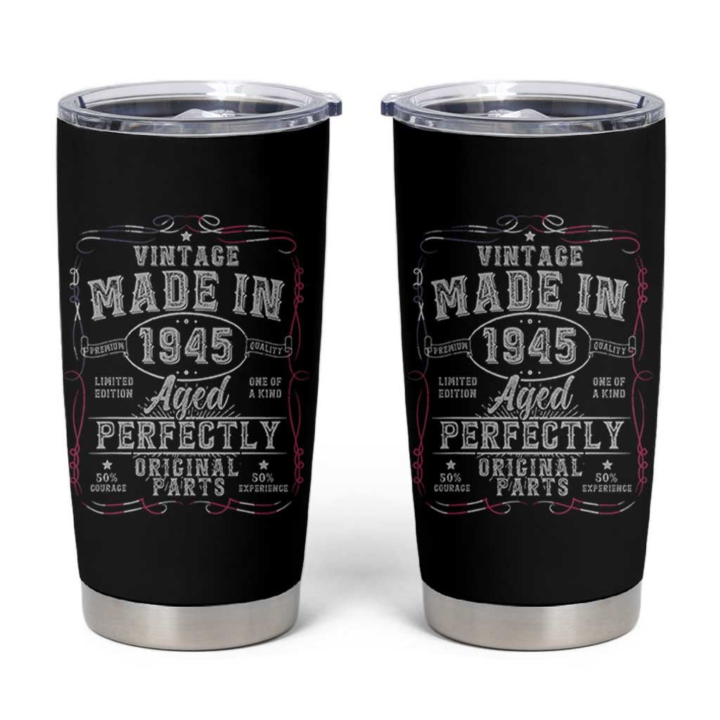 Vintage 1945 Tumbler Cup Aged Perfectly 80th Birthday Gift American Flag - Wonder Print Shop