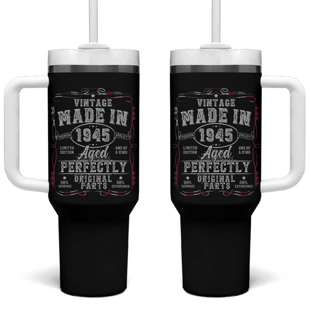 Vintage 1945 Tumbler With Handle Aged Perfectly 80th Birthday Gift American Flag - Wonder Print Shop