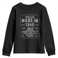 Vintage 1945 Youth Sweatshirt Aged Perfectly 80th Birthday Gift American Flag - Wonder Print Shop