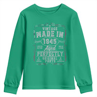 Vintage 1945 Youth Sweatshirt Aged Perfectly 80th Birthday Gift American Flag - Wonder Print Shop