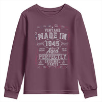 Vintage 1945 Youth Sweatshirt Aged Perfectly 80th Birthday Gift American Flag - Wonder Print Shop