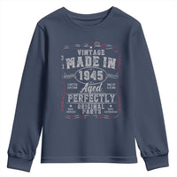 Vintage 1945 Youth Sweatshirt Aged Perfectly 80th Birthday Gift American Flag - Wonder Print Shop