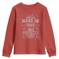 Vintage 1945 Youth Sweatshirt Aged Perfectly 80th Birthday Gift American Flag - Wonder Print Shop