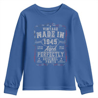 Vintage 1945 Youth Sweatshirt Aged Perfectly 80th Birthday Gift American Flag - Wonder Print Shop