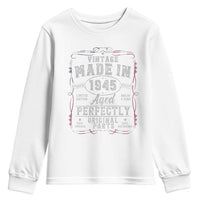 Vintage 1945 Youth Sweatshirt Aged Perfectly 80th Birthday Gift American Flag - Wonder Print Shop