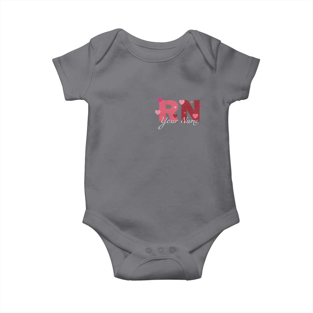 Personalized Registered Nurse Baby Onesie Custom Name Cute Nurse Gift Valentines Day Heart