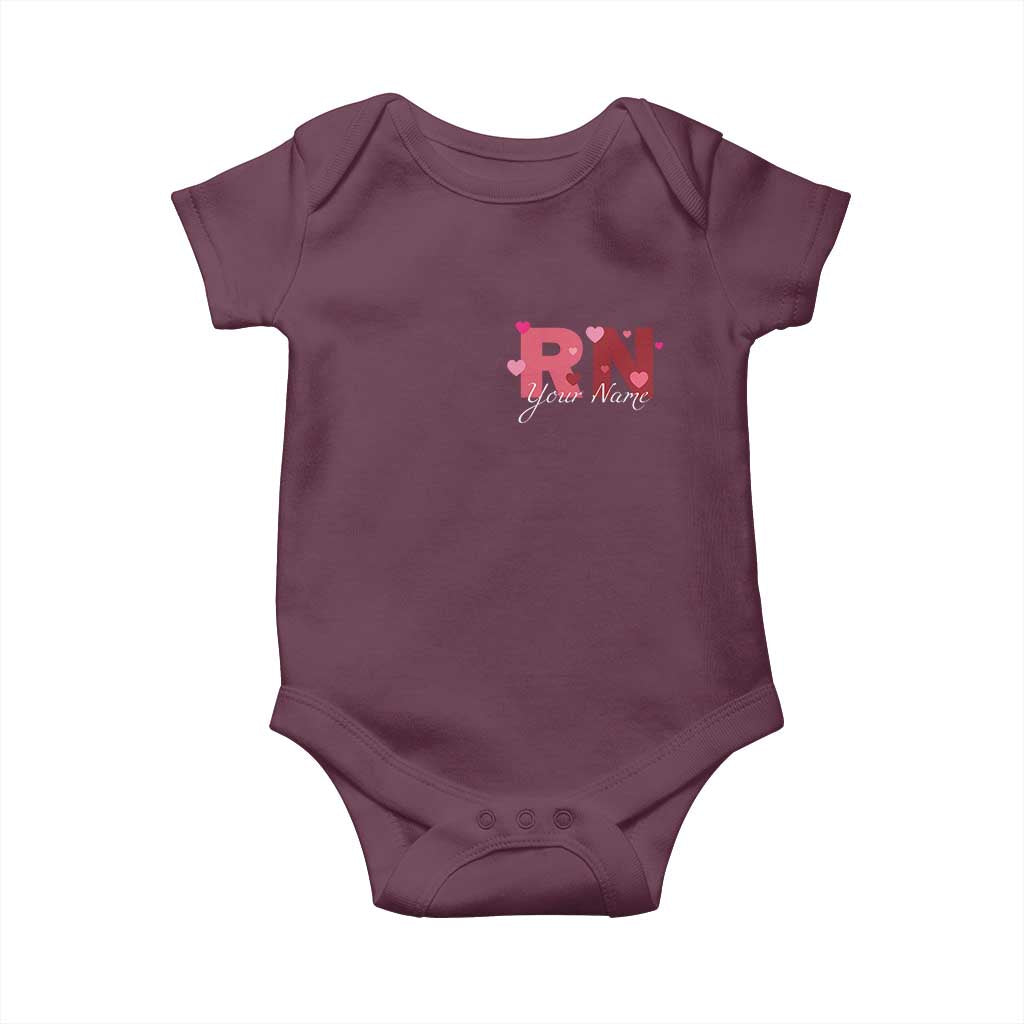Personalized Registered Nurse Baby Onesie Custom Name Cute Nurse Gift Valentines Day Heart