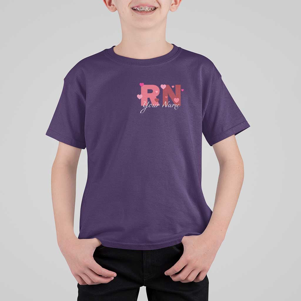 Personalized Registered Nurse T Shirt For Kid Custom Name Cute Nurse Gift Valentines Day Heart