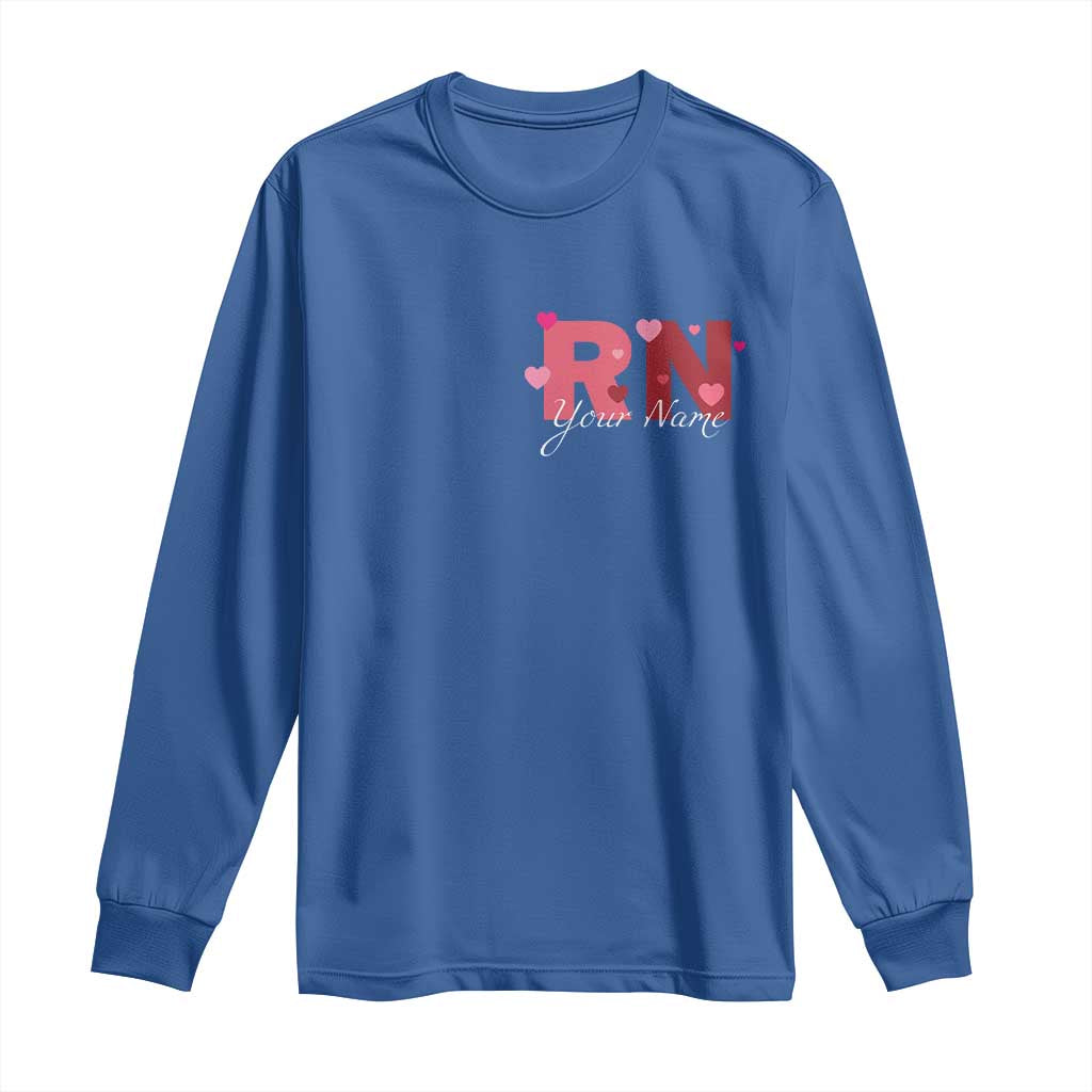 Personalized Registered Nurse Long Sleeve Shirt Custom Name Cute Nurse Gift Valentines Day Heart