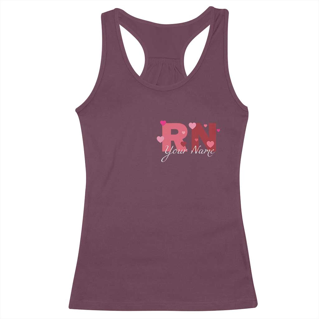 Personalized Registered Nurse Racerback Tank Top Custom Name Cute Nurse Gift Valentines Day Heart
