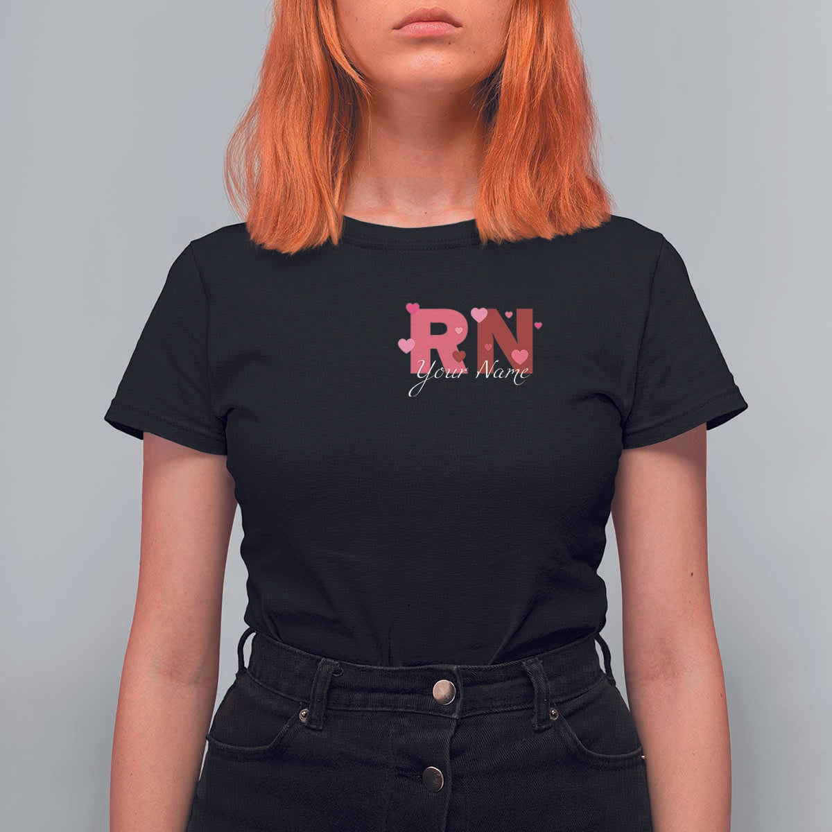 Personalized Registered Nurse T Shirt For Women Custom Name Cute Nurse Gift Valentines Day Heart