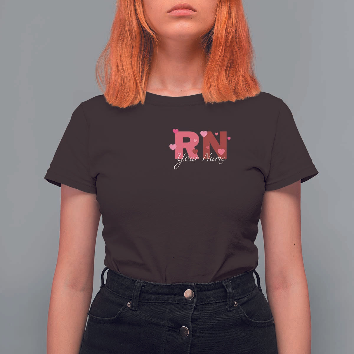 Personalized Registered Nurse T Shirt For Women Custom Name Cute Nurse Gift Valentines Day Heart