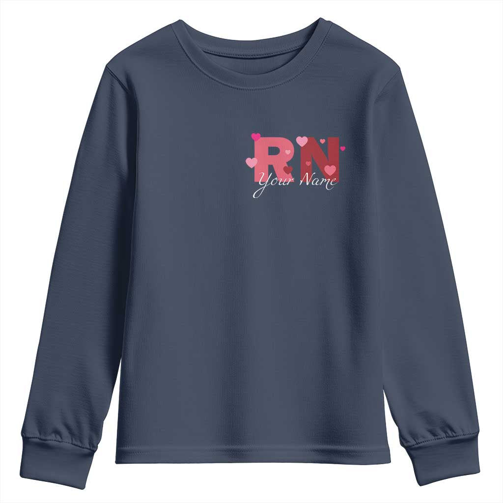 Personalized Registered Nurse Youth Sweatshirt Custom Name Cute Nurse Gift Valentines Day Heart