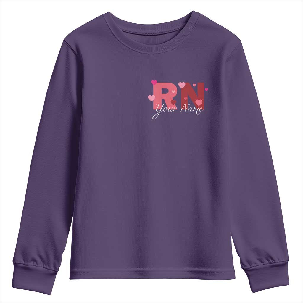Personalized Registered Nurse Youth Sweatshirt Custom Name Cute Nurse Gift Valentines Day Heart