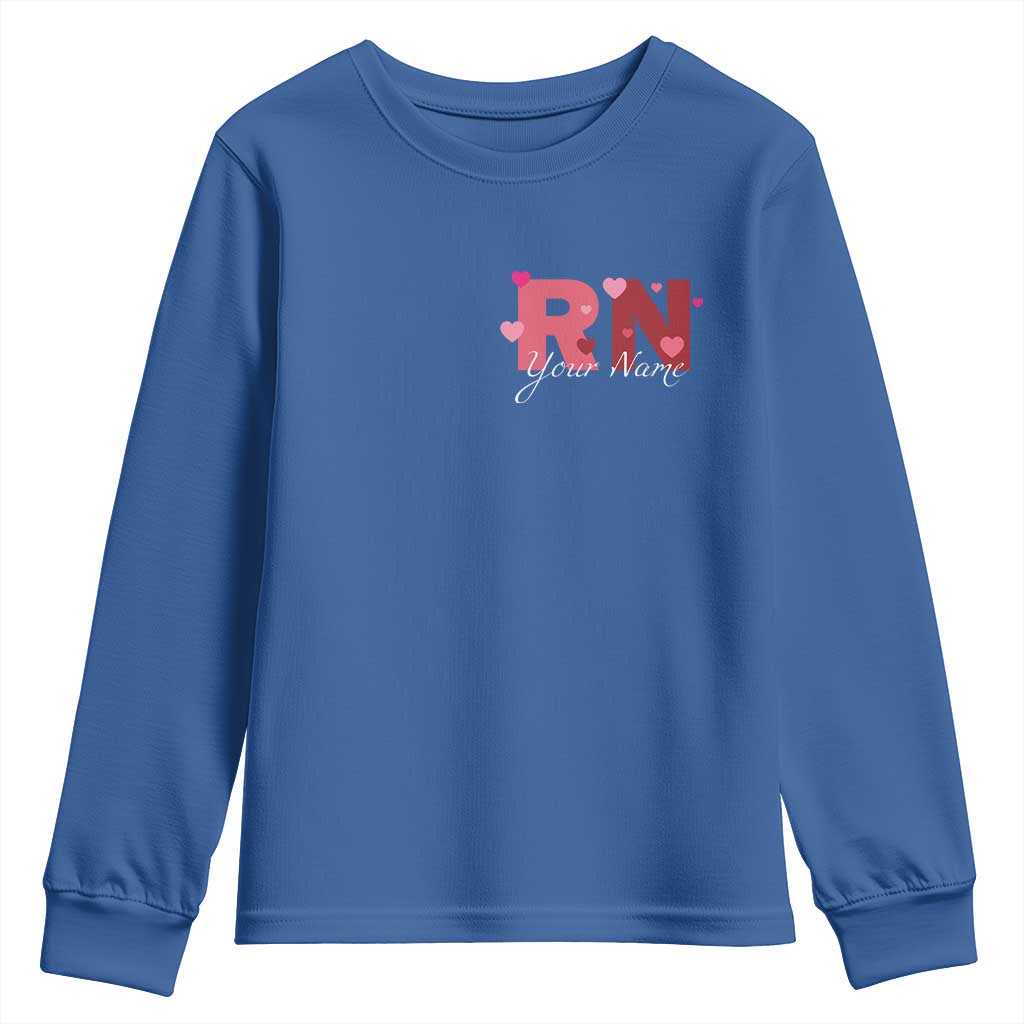 Personalized Registered Nurse Youth Sweatshirt Custom Name Cute Nurse Gift Valentines Day Heart