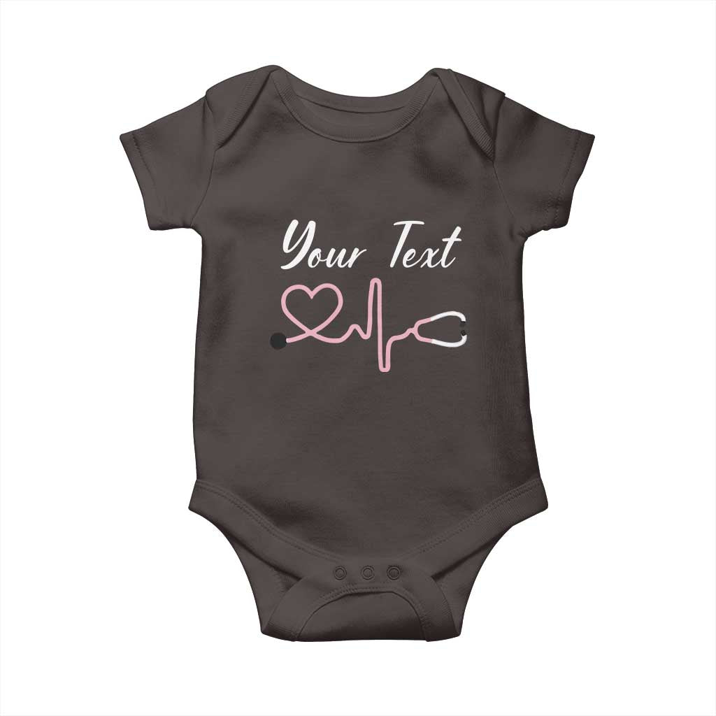 Personalized Nurse Baby Onesie Custom Name Nurse Gift Heartbeat Valentines Day Heart